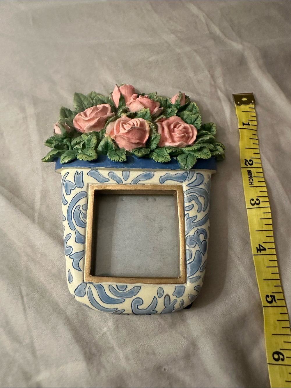 Floral Rose Wall frame with Pink Roses and Blue Accents